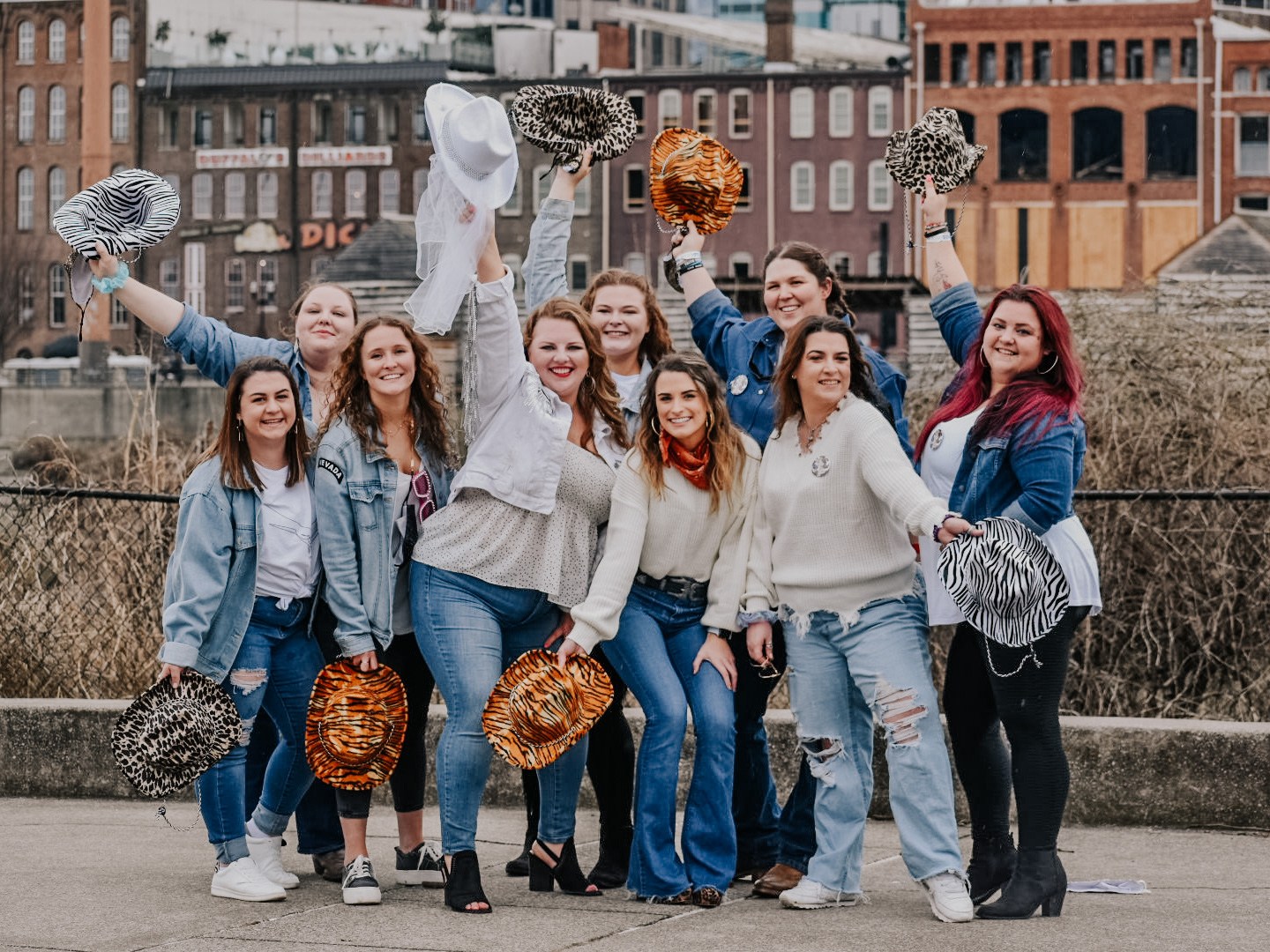 a group of people posing for the camera